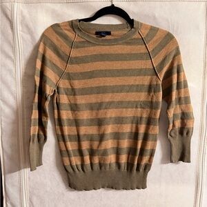 GAP Olive and Tan Striped Knit Sweater size medium - fits small